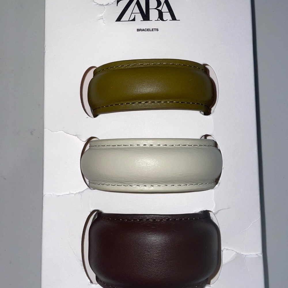 Zara Leather Bracelet Set - Olive, Cream, Brown